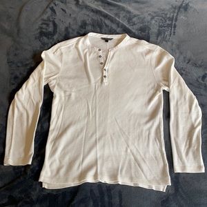 John Varvatos White Henley Long Sleeve Shirt